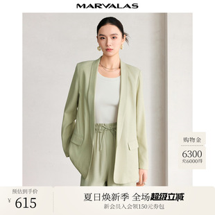 青果领纯色商务风长袖 曼德诗醋酸西装 时尚 新款 西服外套女 2025夏季