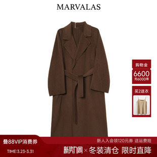 百搭气质收腰长款 时尚 毛呢外套 新款 曼德诗100%绵羊毛大衣2025冬季