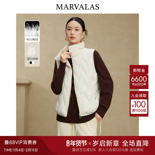 曼德诗短款羽绒服马甲2025冬季新款纯色百搭立领轻盈蓬松保暖外套