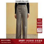 2025秋季 新品 格纹长裤 曼德诗英伦风复古休闲裤 知性优雅直筒阔腿裤