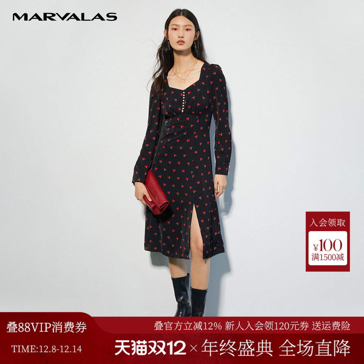 曼德诗气质通勤连衣裙