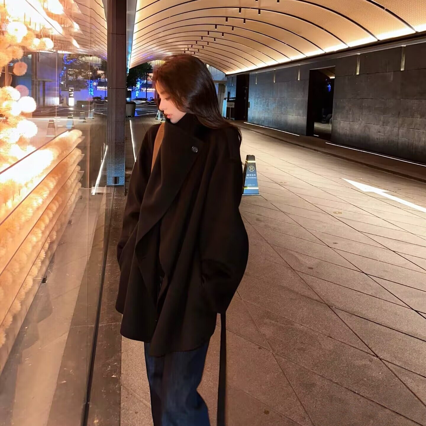 黑色双面羊绒毛呢子大衣外套女2025秋冬季新款小个子赫本风高级感