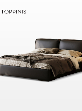 Toppinis主卧大床豪华别墅卧室皮艺床2025新款高端轻奢真皮床