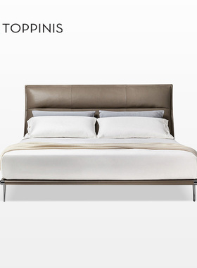 Toppinis床主卧高端大气真皮床别墅主卧1.8米设计师意式极简婚床