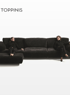 Toppinis格兰德雪尼尔布艺沙发  edra意式极简复古客厅直排沙发