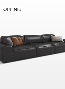 Toppinis意式极简豆腐块沙发大户型高端直排大黑牛md真皮沙发沙发