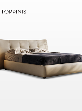 Toppinis意大利Poliform高端布艺床意式极简真皮床别墅主卧大床