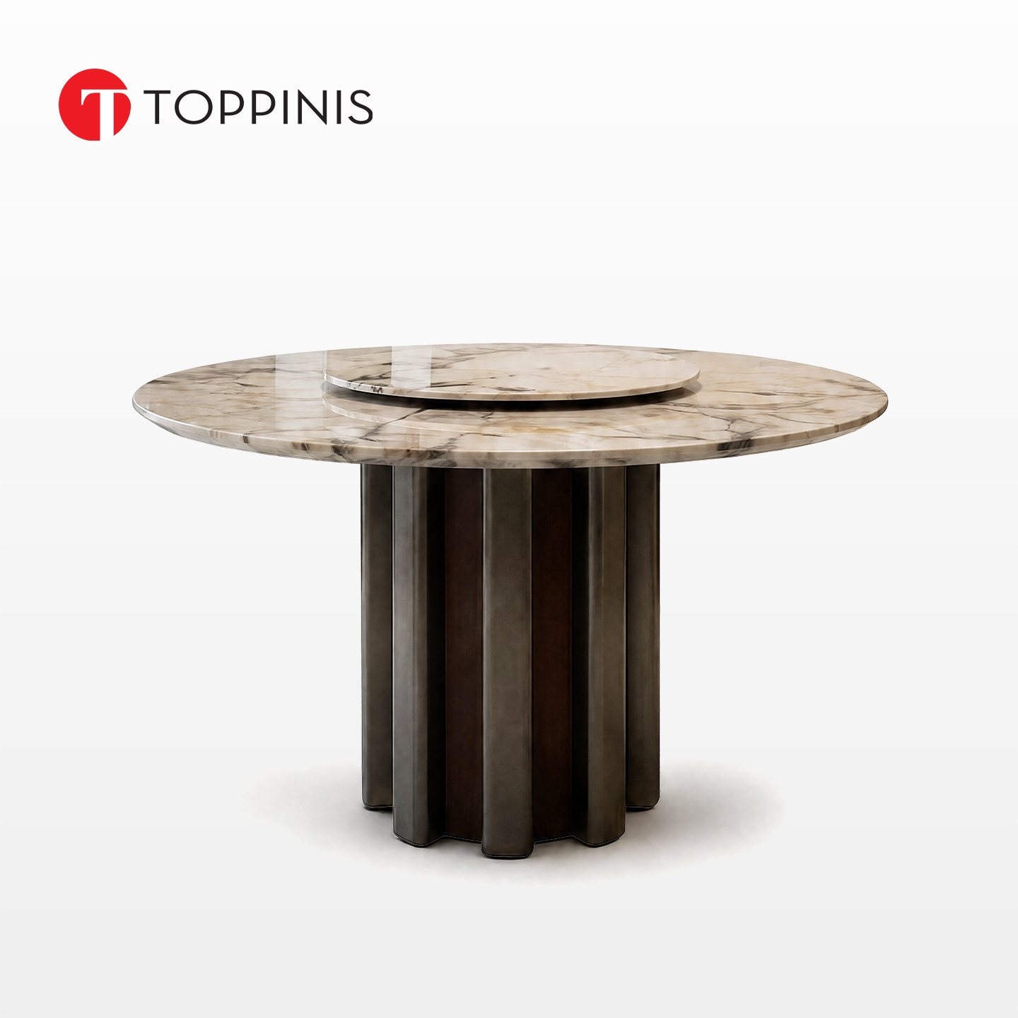 Toppinis意式极简奢石圆形餐桌别墅大平层家用高端进口大理石餐桌