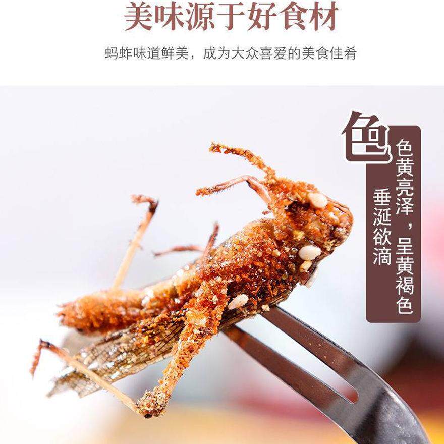 新货买一送一油炸大蚂蚱新鲜蝗虫蚱蜢昆虫即食下酒菜沂蒙山特产美