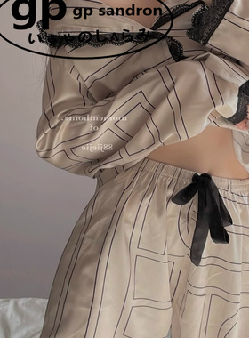 日本小众GP睡衣女2025新款丝滑柔顺冰丝套装家居服春秋款透气夏款