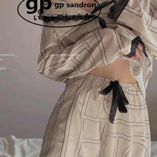 日本小众GP睡衣女2025新款丝滑柔顺冰丝套装家居服春秋款透气夏款