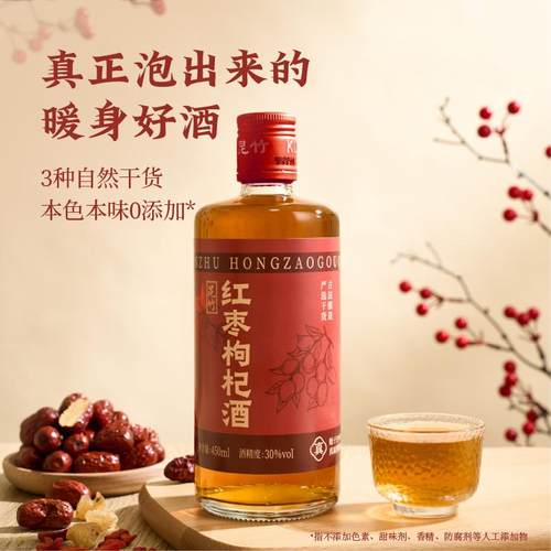 昆竹450ml红枣枸杞酒瓶装