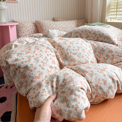 A类全棉双层纱小碎花被套