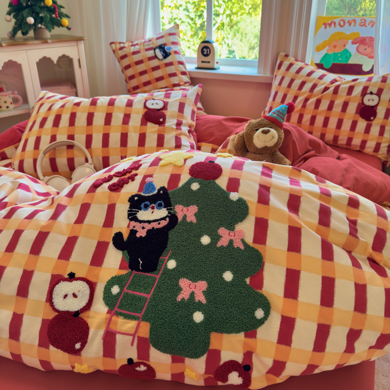 圣诞全棉磨毛床上四件套