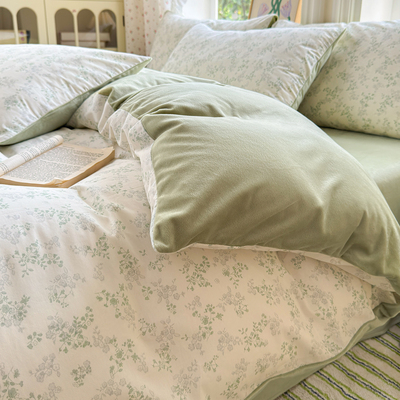 A纯棉B牛奶绒被套四件套