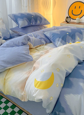 小清新被套单件纯棉150x200床单被罩女180x220宿舍单人全棉三件套