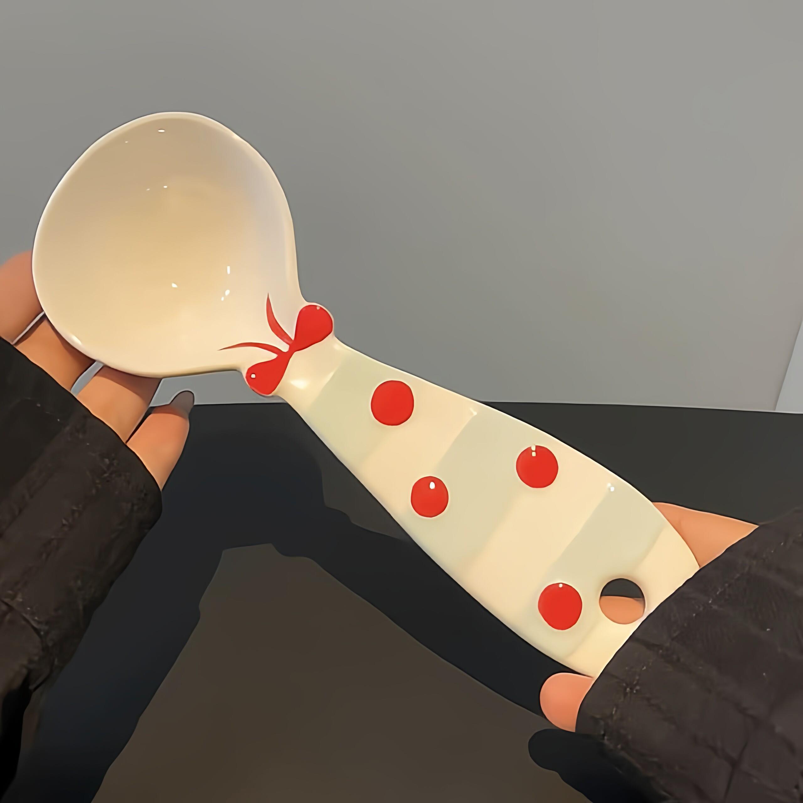 陶瓷勺子创意釉下彩嗦粉勺子盛汤勺子多功能食品级大号早餐长柄勺