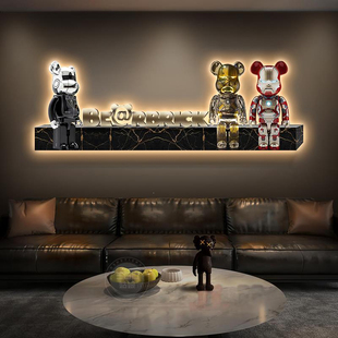 饰高级感美发店led灯画发光壁画酒吧吧台挂件 暴力熊ktv背景墙面装