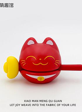 小满可敲击招财猫木鱼摆件工位稳定情绪解压神器创意桌面减压玩具
