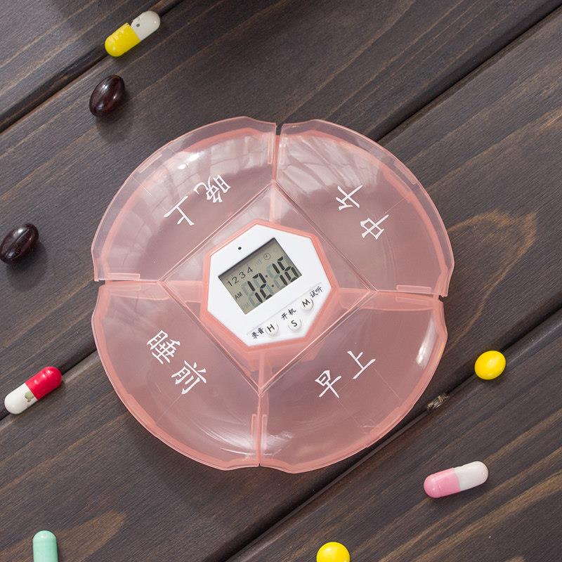 吃药喝药带闹钟的提醒器老年人语音智能电子提示定时早晚药盒神器