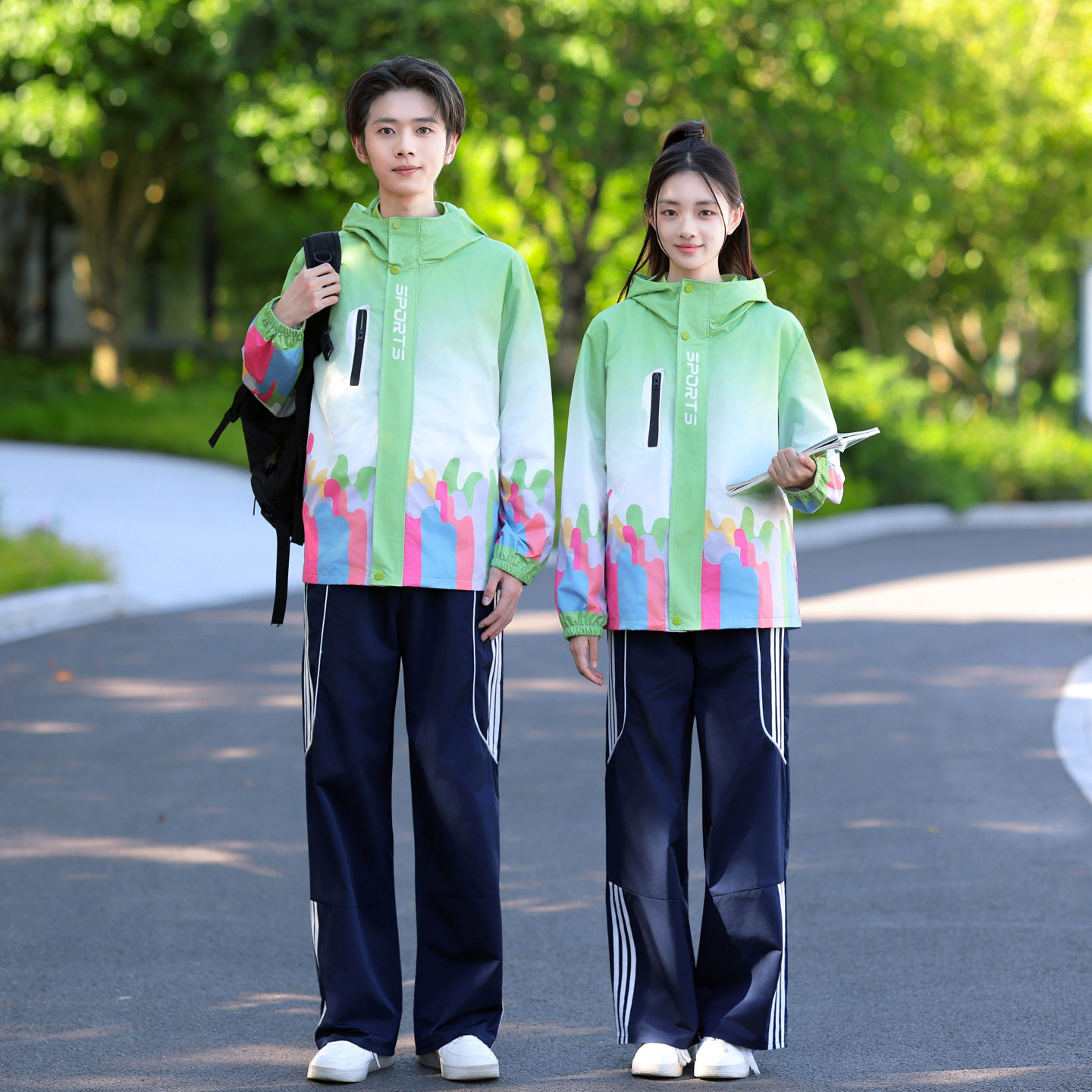 班服秋季潮流冲锋衣三件套英伦学院风校园运动会初中高生校服套装