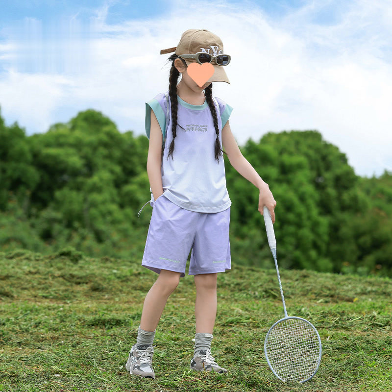 女童速干运动背心套装女孩洋气夏装中大童2025新款儿童夏季