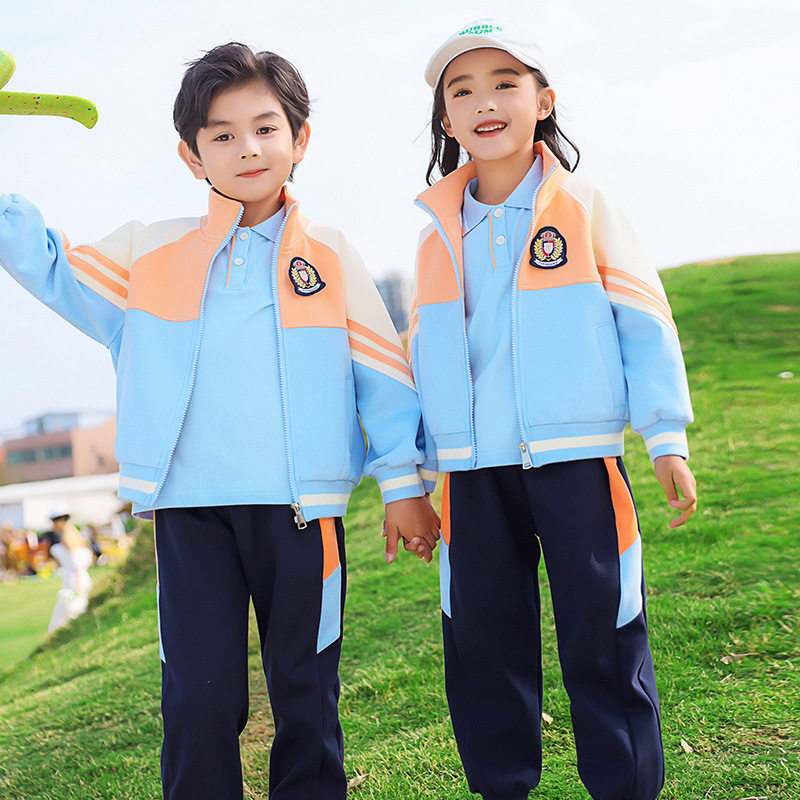 小学生校服春秋款纯棉学院风短袖四件套儿童班服运动服幼儿园园服