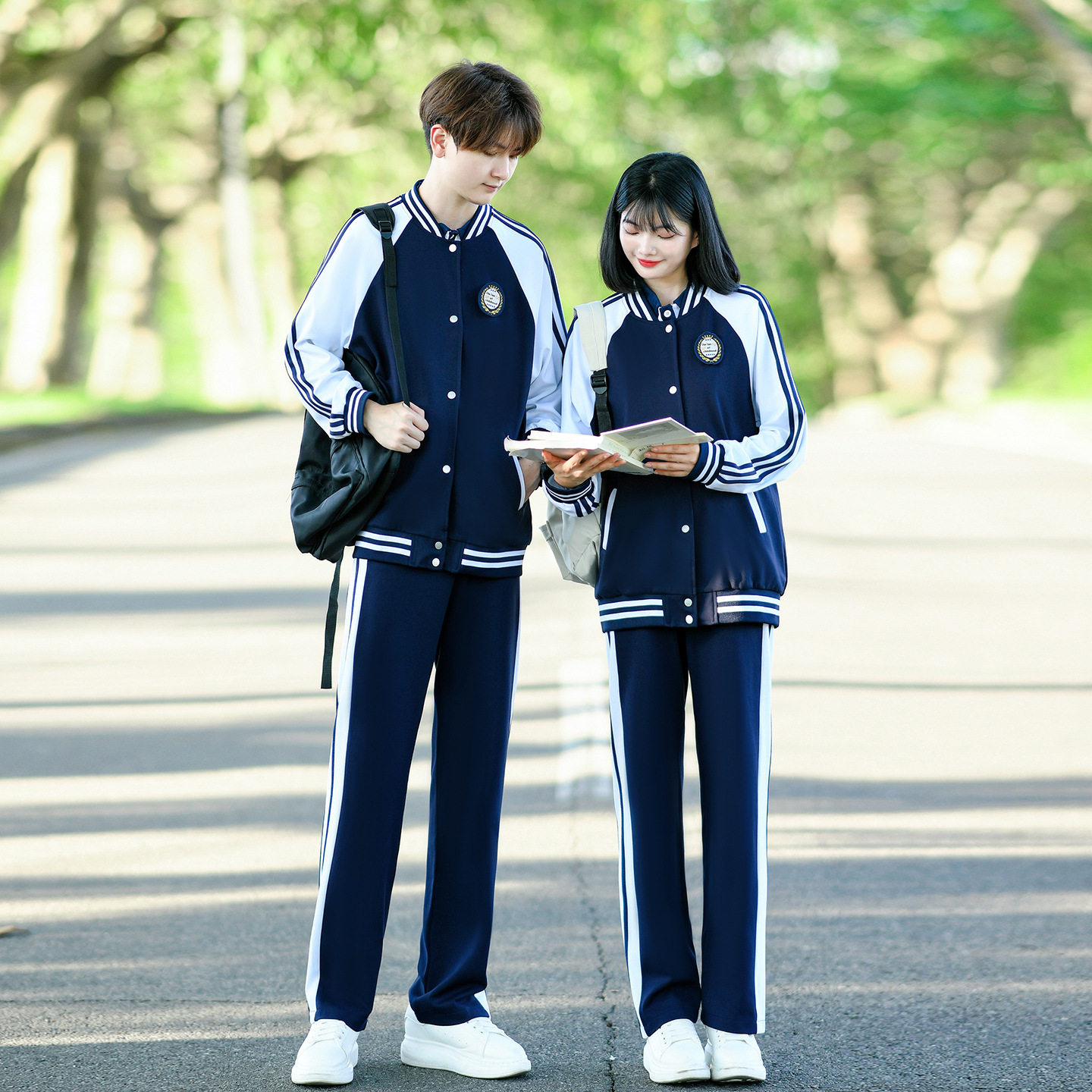 情侣装春秋新款学院风卫衣外套学生班服校服运动会三件套套装批发