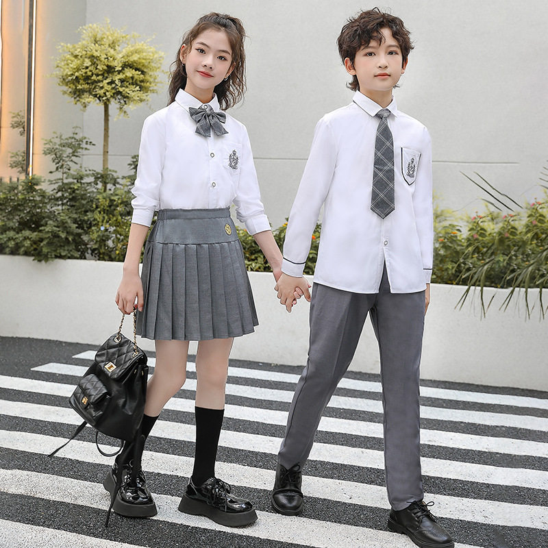 小学生校服春秋幼儿园园服儿童班服表演英伦学院风男女童衬衣套装