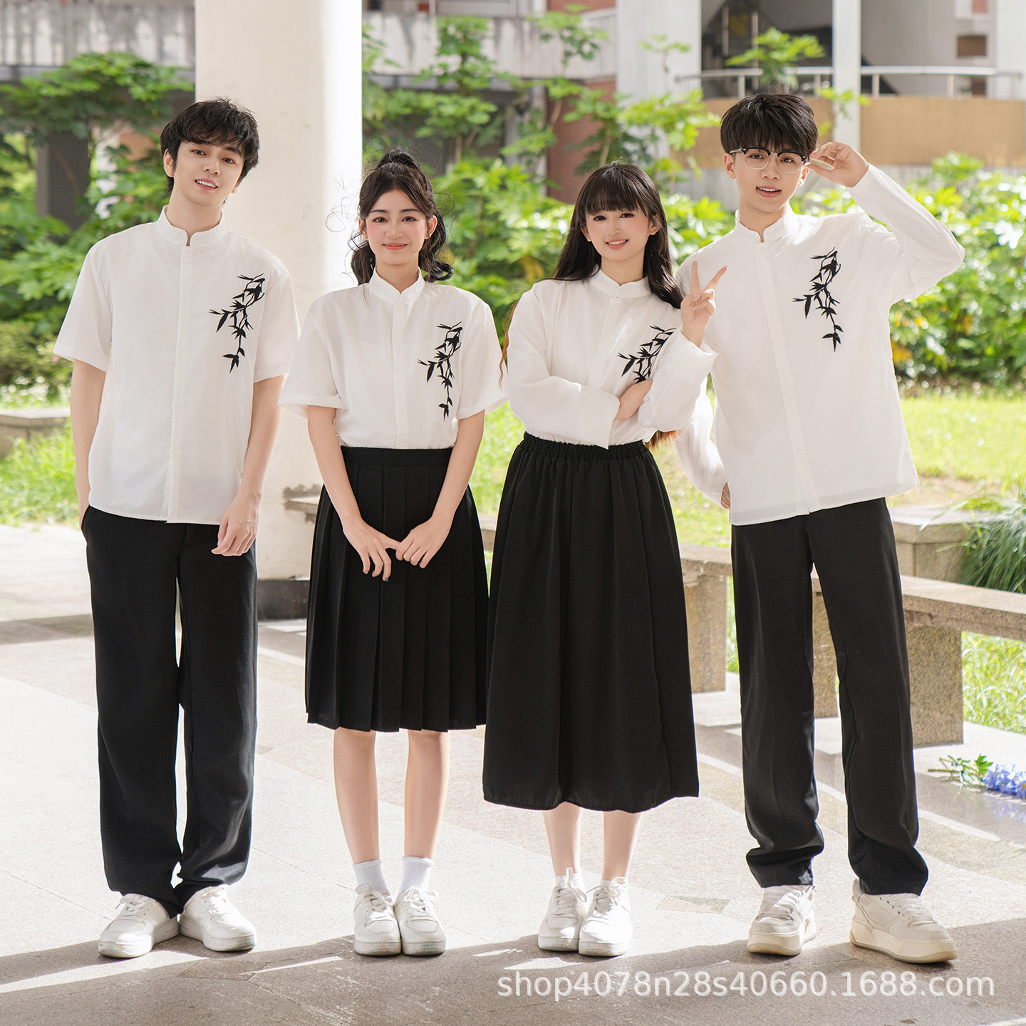 国风中式校园风初高中大学生汉服诗歌朗诵合唱校服运动会演出服