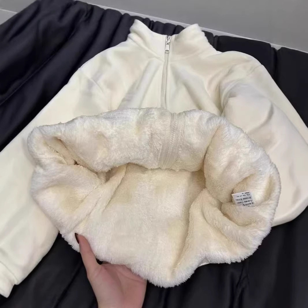 摇粒绒外套女秋冬季校服神器冬季内搭内胆北极绒保暖加厚立领卫衣