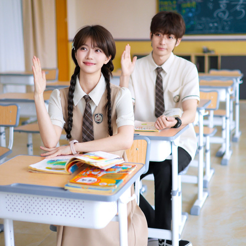 中小学生班服校服假两件连衣裙套装舞台表演服装2026夏季新款