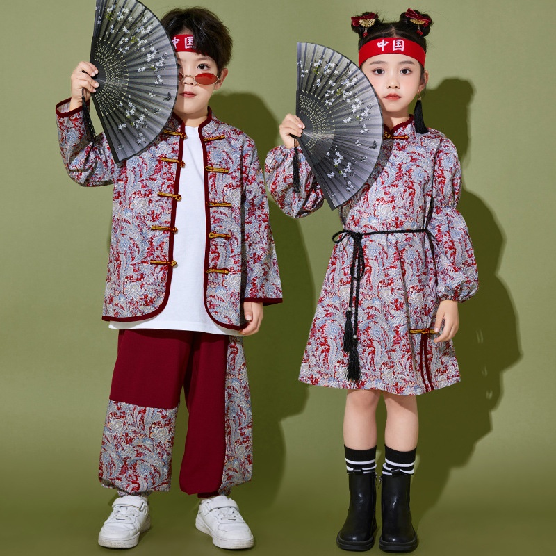 儿童小学生啦啦操汉服班服演出服装幼儿园中国风新年拜年服合唱