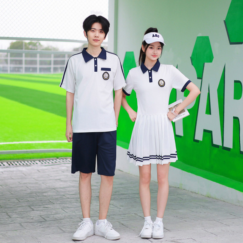 初中生学院风短袖校服套装男女中小学生五六年级夏季运动会班服