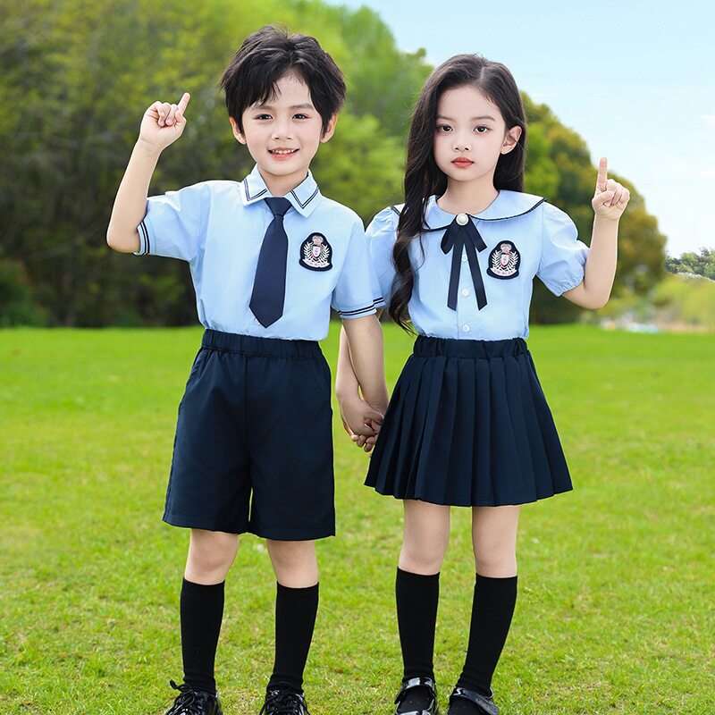 小学生校服套装夏季英伦风班服毕业照演出服男女童短袖百褶裙制服