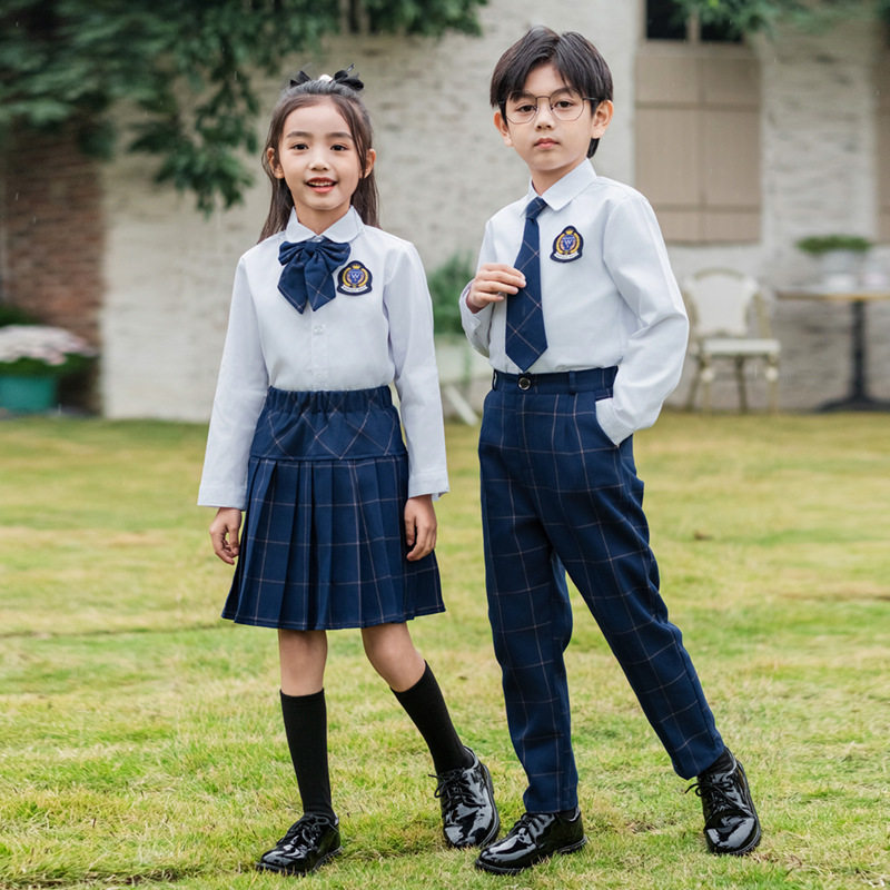 夏季校服英伦风男女小学生班服园服格子马甲衬衫短裙套装六一表演