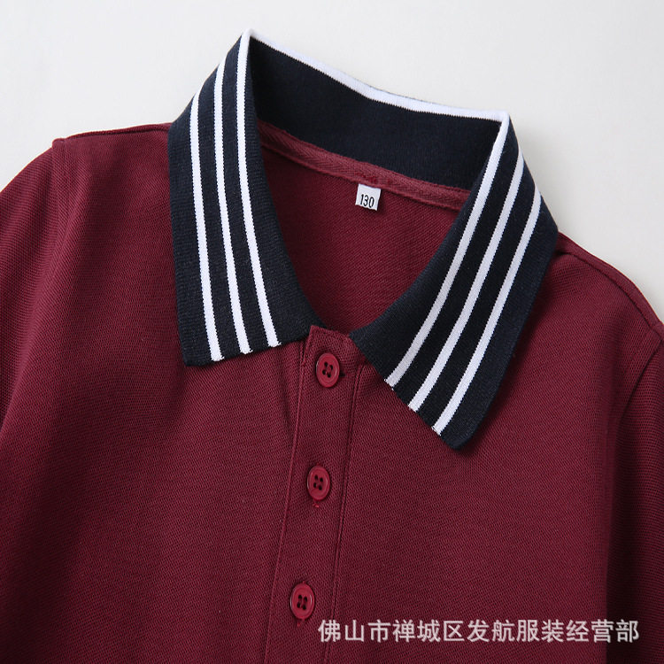 中小学生校服儿童学院风班服英伦风园服夏装枣红色短袖上衣老师装