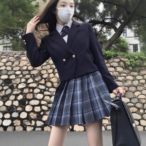 厂家直销jk制服外套一粒扣日本校服学生西服短款黑色西装上衣秋冬