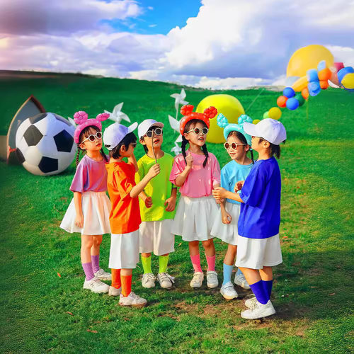 六一儿童演出服幼儿园毕业班服小学生舞蹈表演服糖果色啦啦队套装