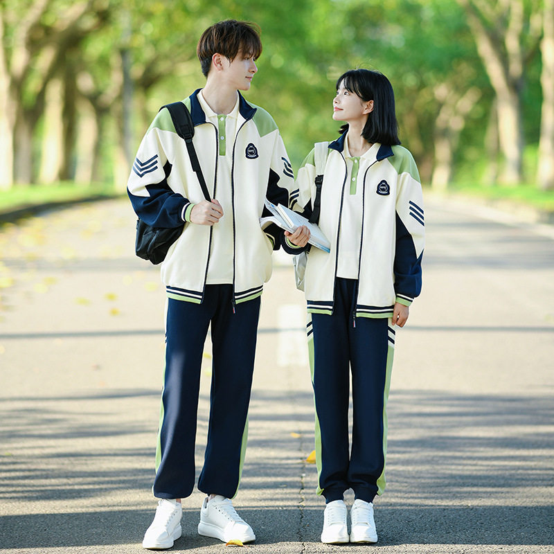 班服初中生短袖套装学生韩版卫衣外套高中生秋季学院风校服三件套
