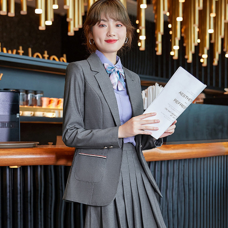 学院风套装女春秋气质学生西装三件套幼儿园老师工服校服制服2166