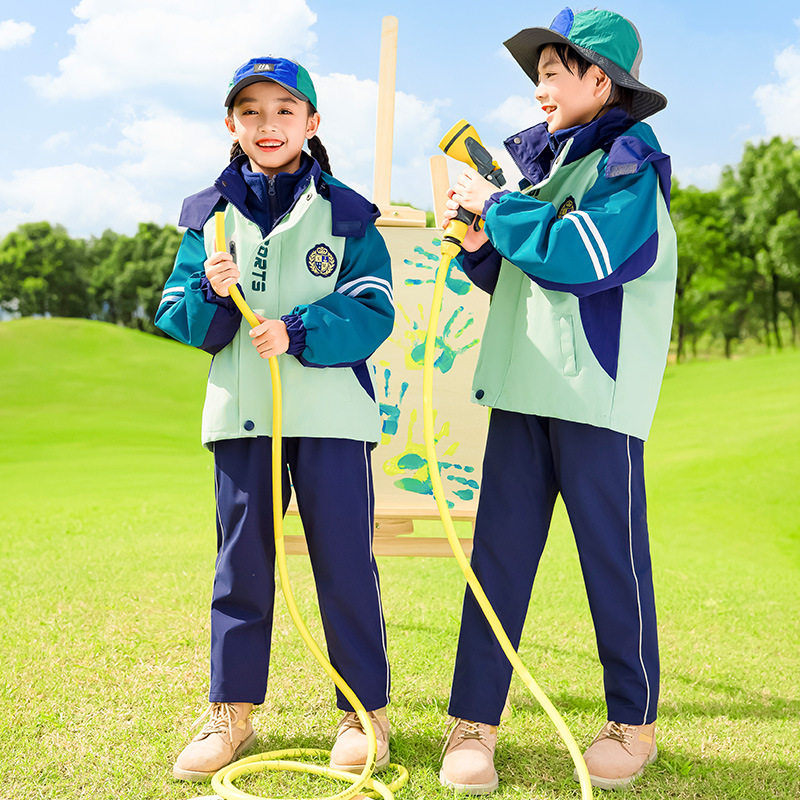 2024小学生班服三件套春秋运动服一年级校服冲锋衣老师幼儿园园服