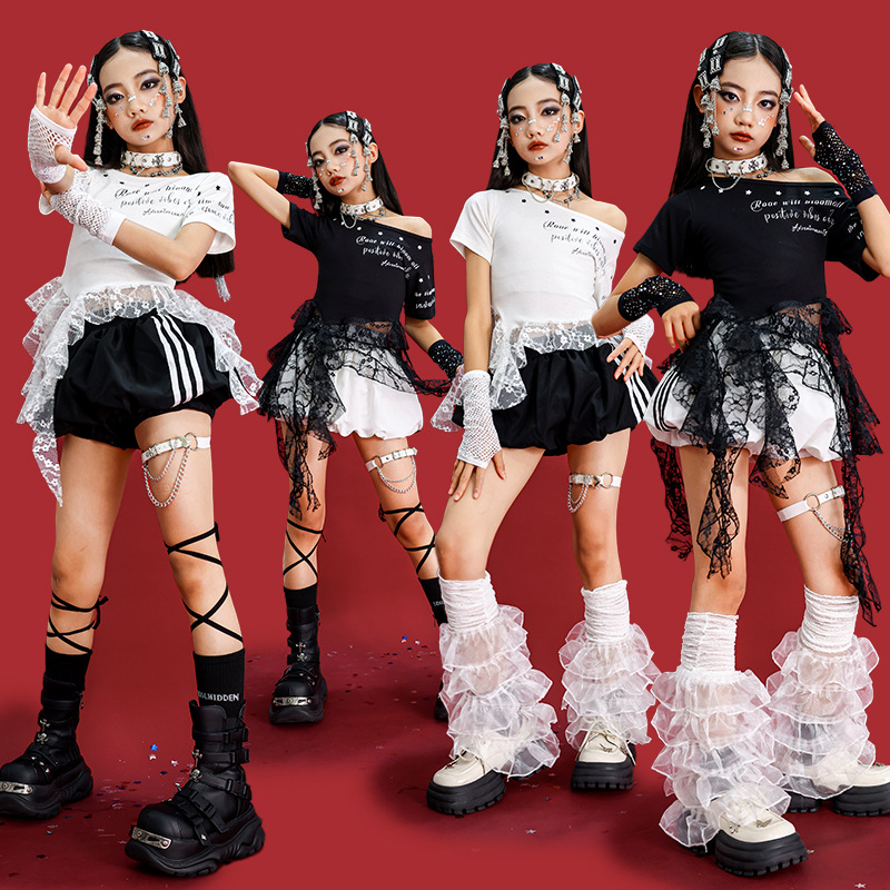 女童jazz爵士舞演出服少儿女团走秀套装儿童街舞服装女孩上衣