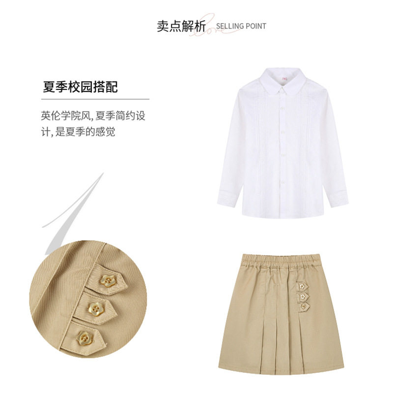 中小学生卡其色裤裙英伦学院风儿童半身裙子校服女孩藏青色百褶裙