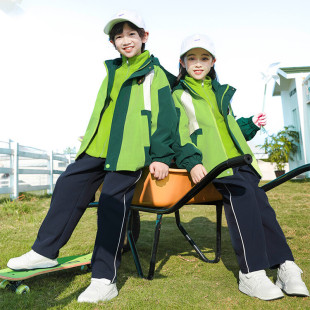 中小学生校服冲锋衣三件套可拆卸男女童三合一户外秋冬款幼儿班服