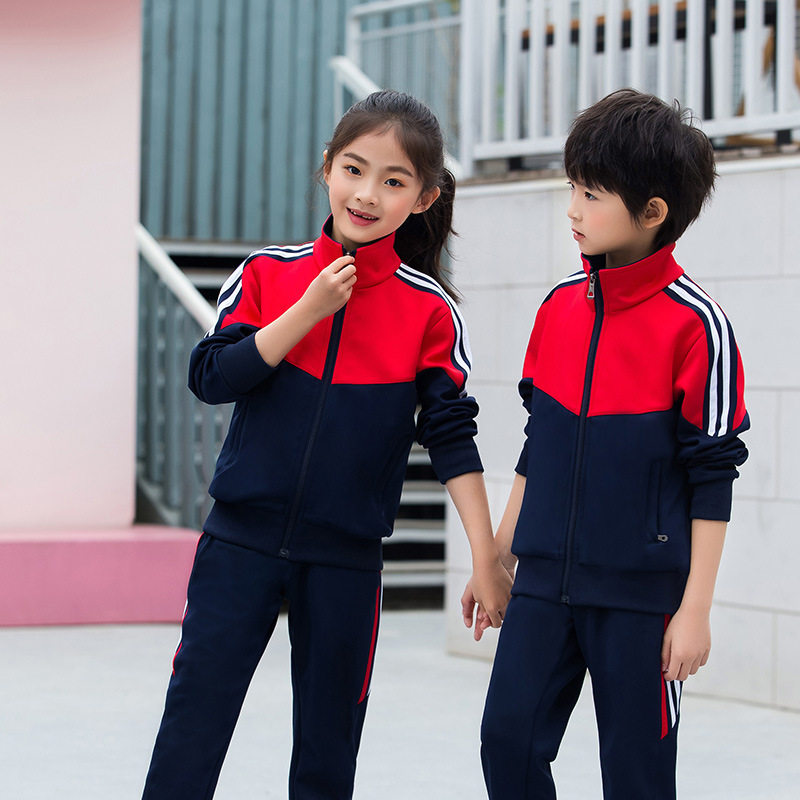 厂家批发中学生校服套装春季初中生运动服团队高中班服小学生园服