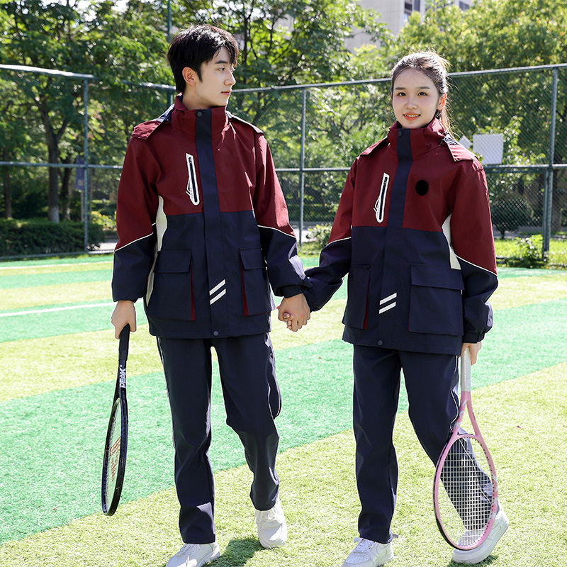 新初中生班服冲锋衣秋冬装三件套2025学院风中小学生蓝色校服套装