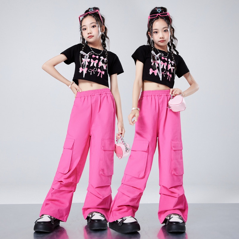 爵士舞女童服装嘻哈hiphop街舞裤女孩走秀炸街潮装儿童演出潮服