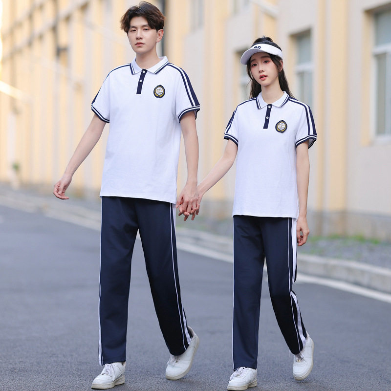 #实拍学生校服夏装新款春秋运动班服短袖套装班服2026