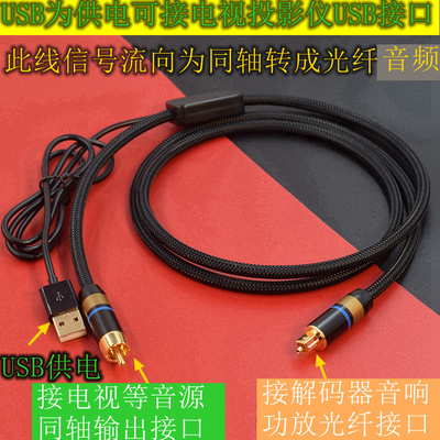 光纤同轴音频转换器适用于小米海信长虹华为荣耀电视连接音箱SPDIF转回音壁音响数字光纤转莲花RCA功放音频线